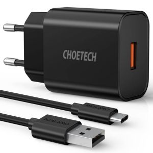 Choetech Q5003 Qualcomm3.0 18W USB snellader + USB-C kabel